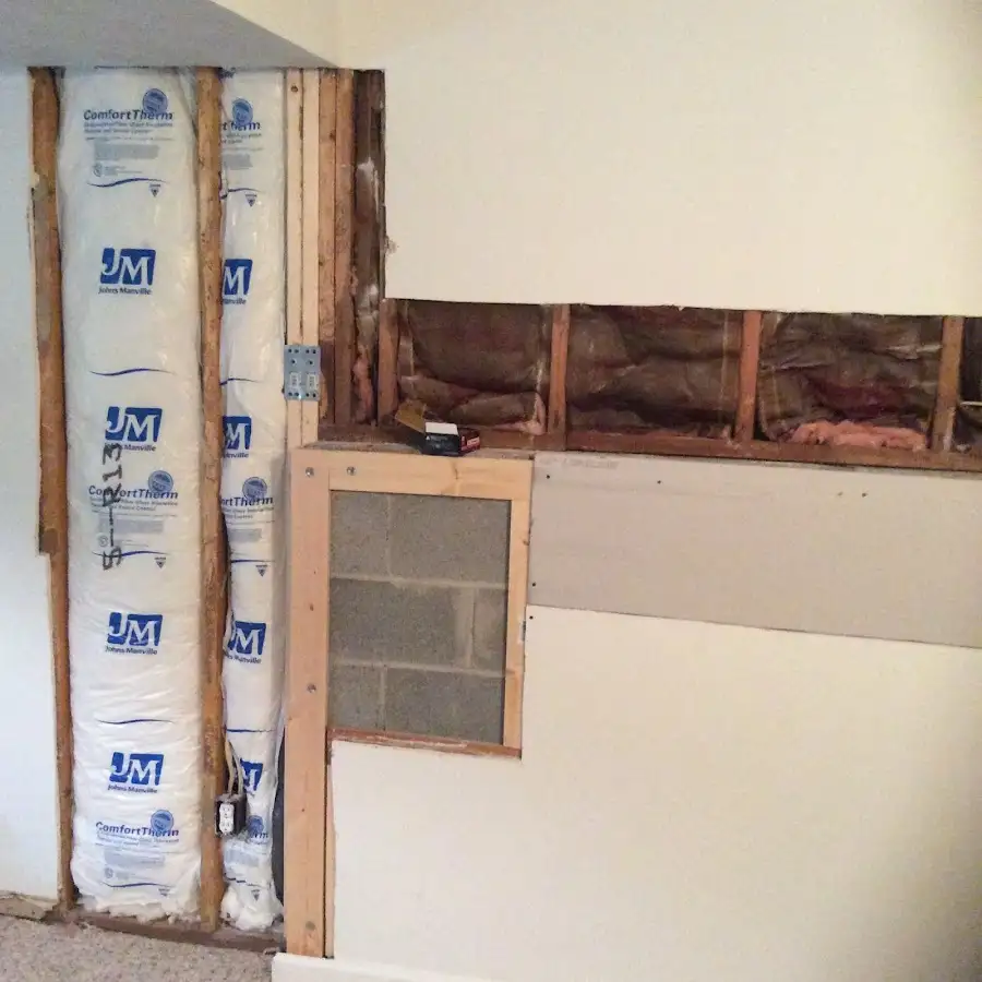 Wall insulation replacement during Basement Flood Cleanup in Benton